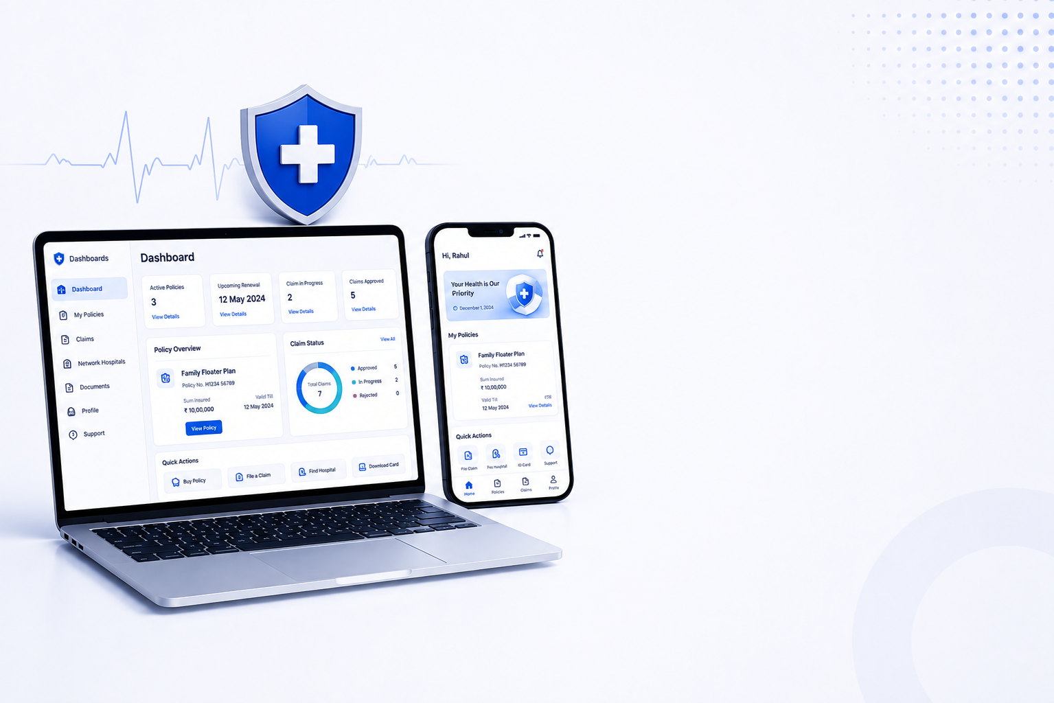 CarynHealth dashboard shown on a laptop and mobile app